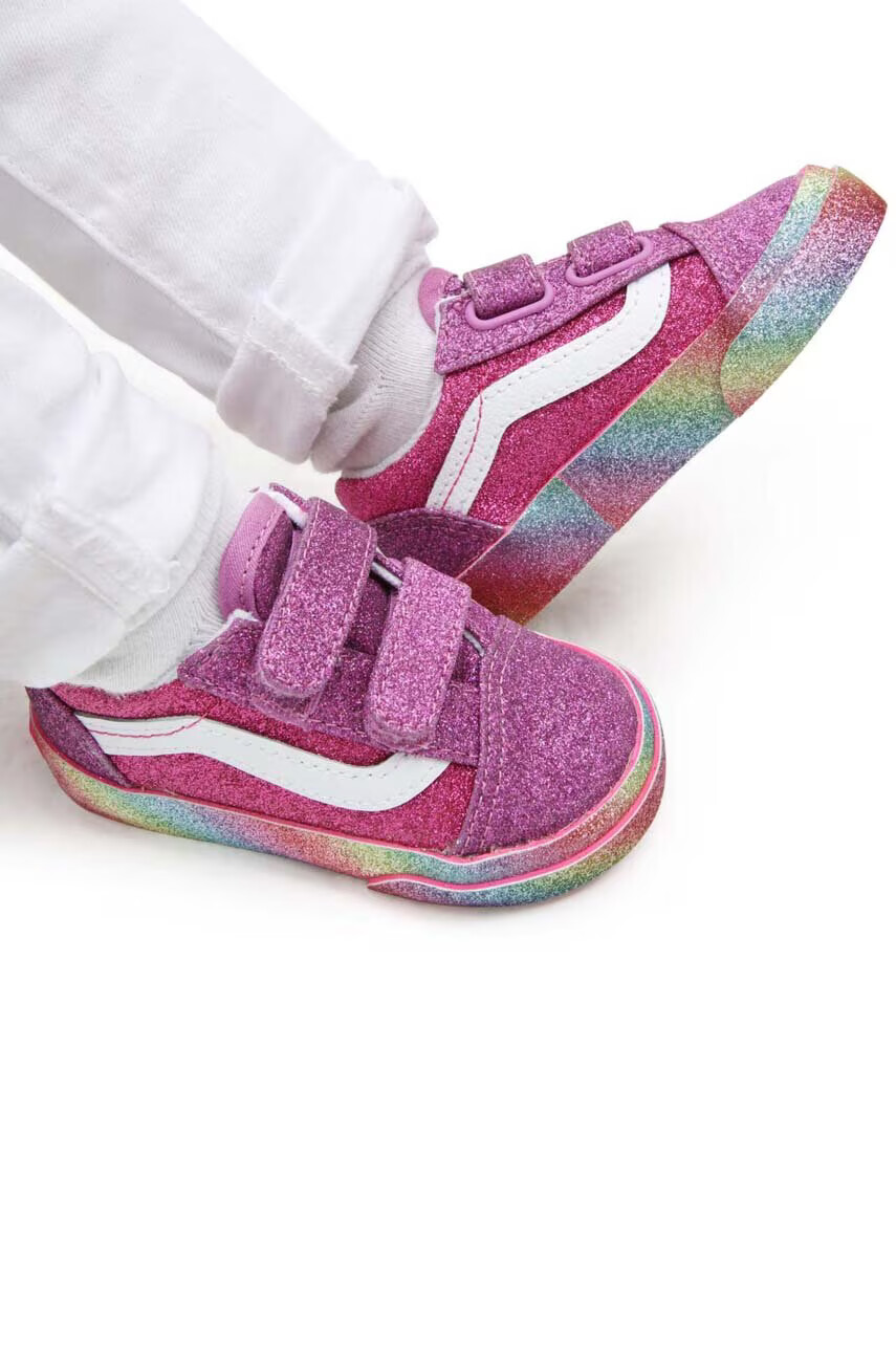 Vans Детски ниски кецове TD Old Skool V GLIT MULTI в лилаво - Pepit.bg