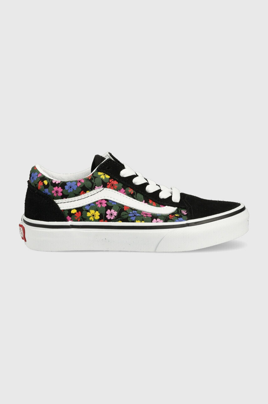 Vans Детски ниски кецове UY Old Skool FLRL BLKWH в черно - Pepit.bg