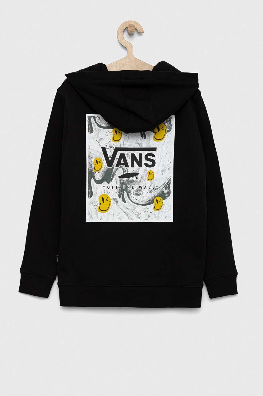 Vans Детски памучен суичър BY PRINT BOX BACK PO Black/Charcoal в черно с качулка с принт - Pepit.bg