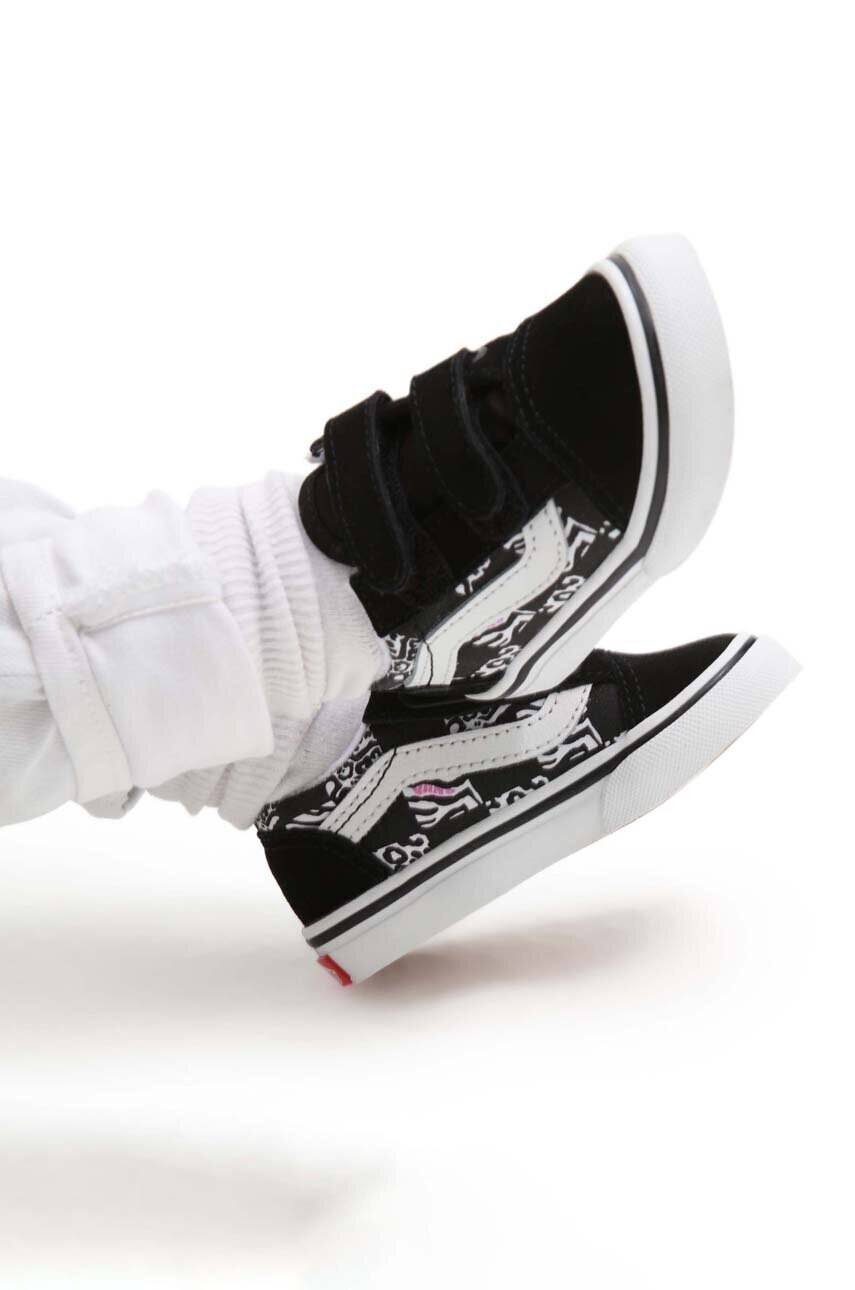 Vans Детски велурени кецове TD Old Skool V ZEBR BLACK в черно - Pepit.bg