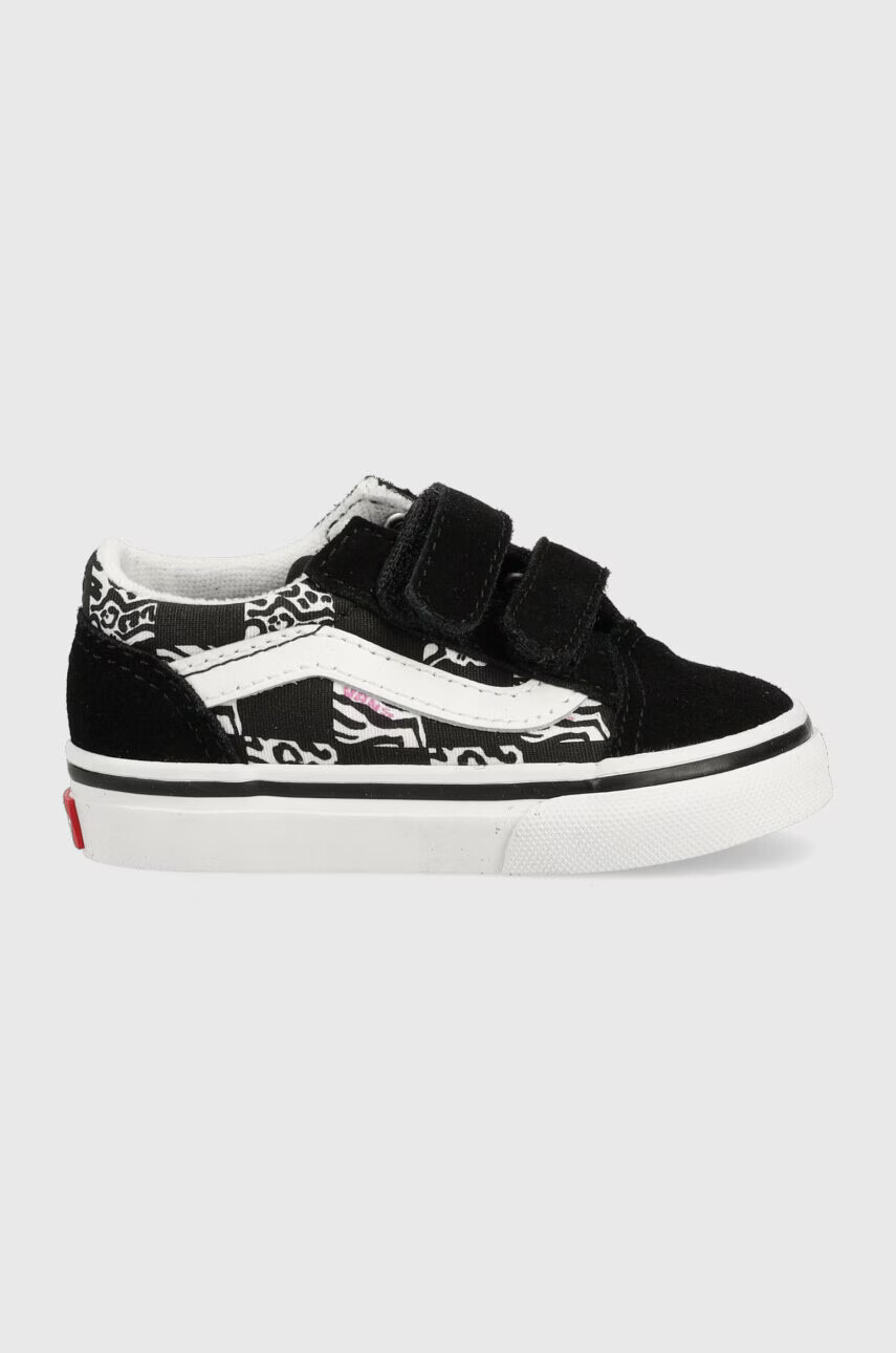 Vans Детски велурени кецове TD Old Skool V ZEBR BLACK в черно - Pepit.bg