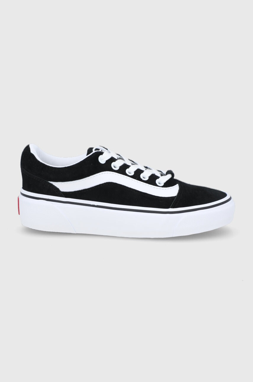 Vans Кожени кецове дамски в черно - Pepit.bg
