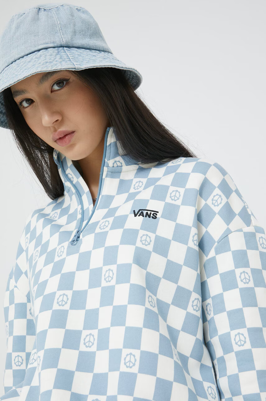 Vans Памучен суичър дамски в черно с изчистен дизайн - Pepit.bg