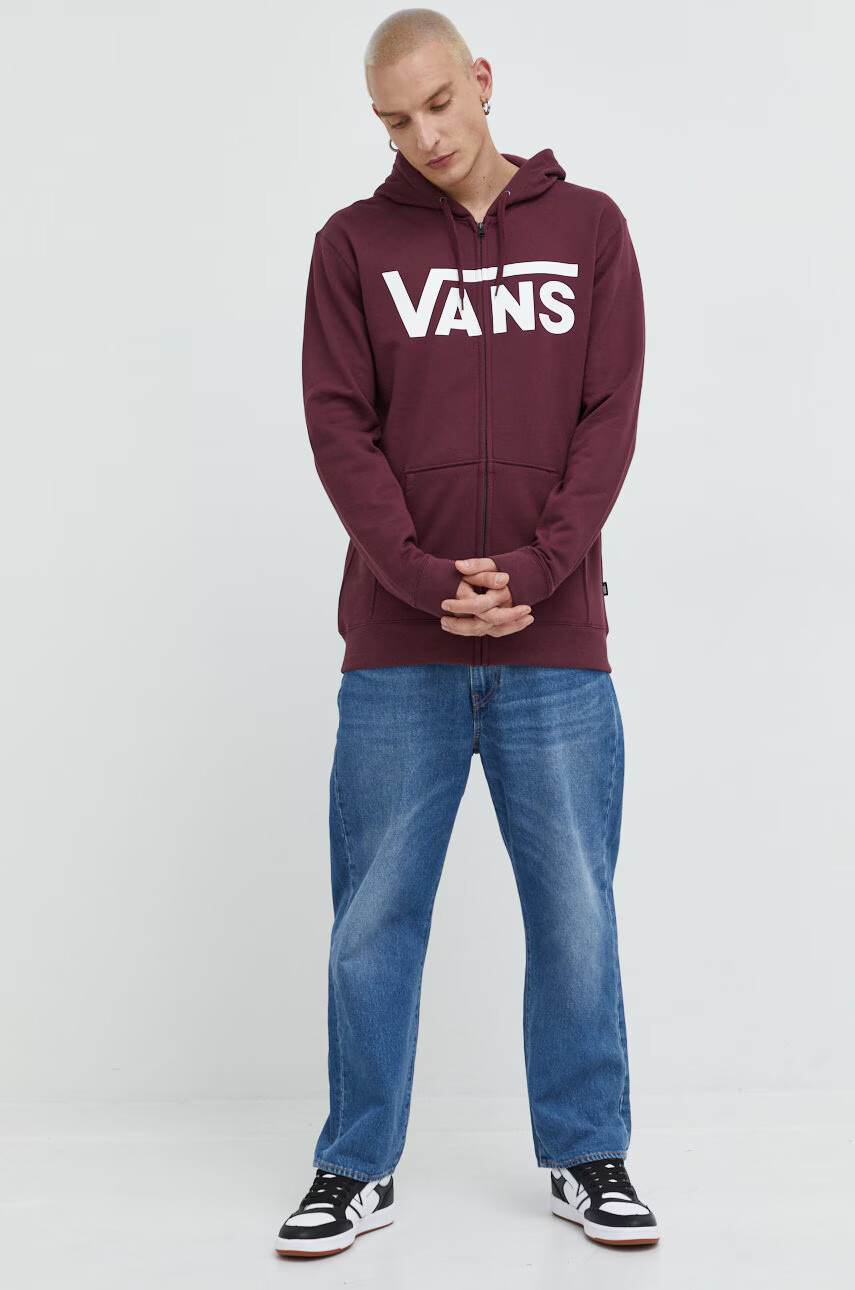 Vans Памучен суичър в бордо с принт - Pepit.bg