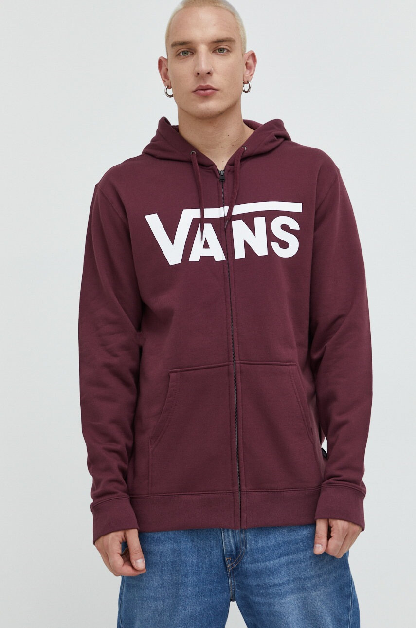 Vans Памучен суичър в бордо с принт - Pepit.bg