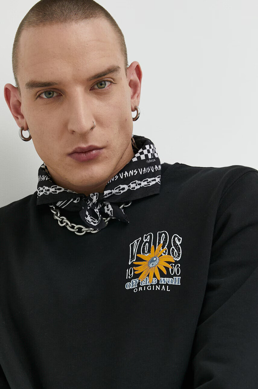 Vans Памучен суичър в черно с принт - Pepit.bg