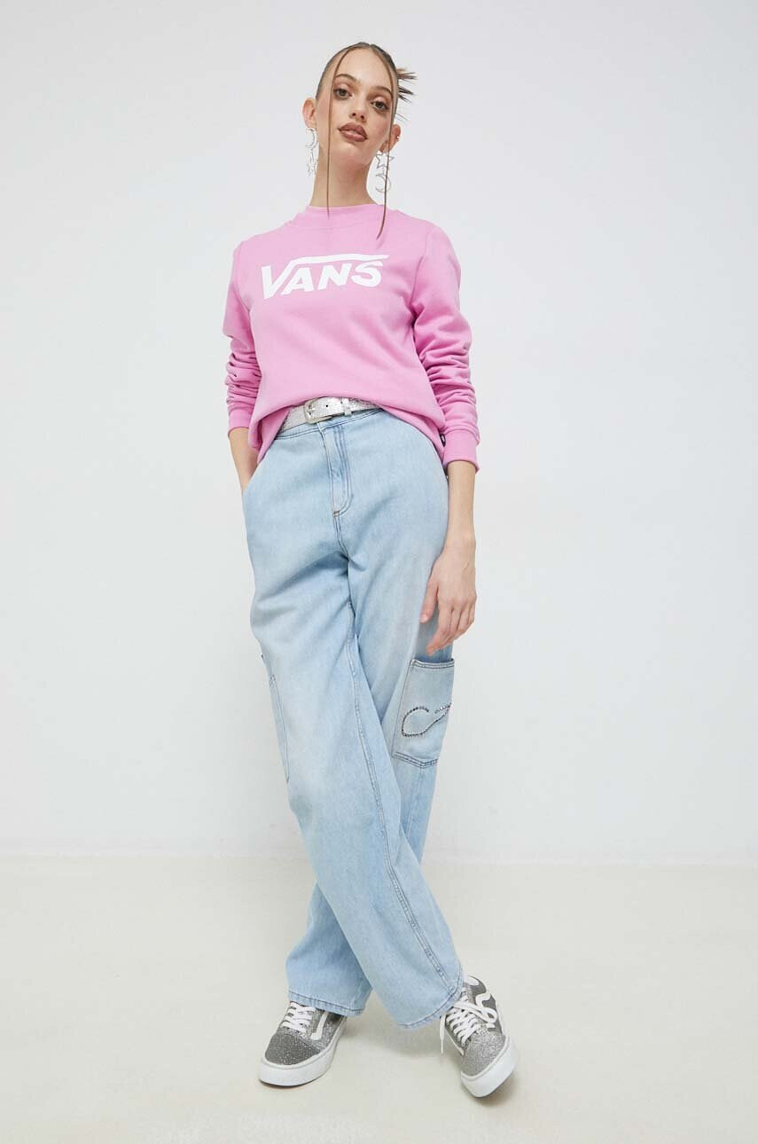 Vans Памучен суичър в лилаво с принт - Pepit.bg