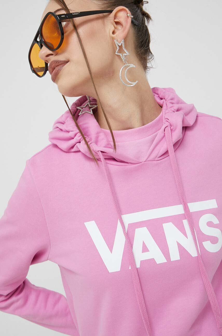 Vans Памучен суичър в лилаво с качулка с принт - Pepit.bg