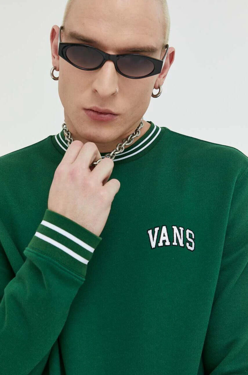 Vans Памучен суичър в зелено с апликация - Pepit.bg