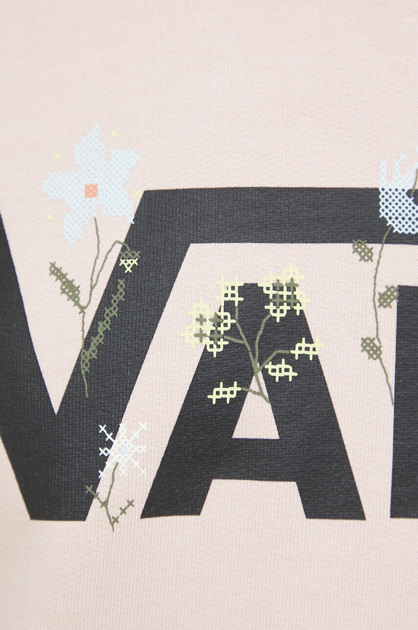 Vans Памучен суичър в розово с качулка с принт - Pepit.bg