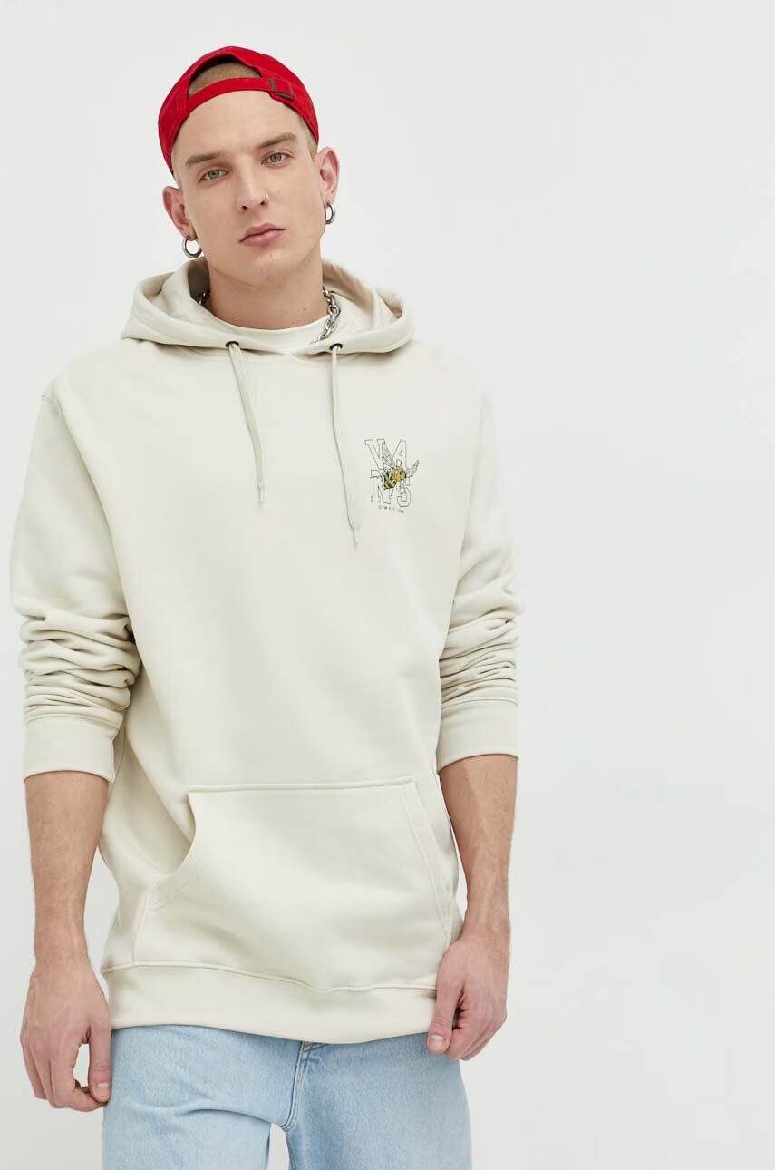 Vans Памучен суичър в бежово с качулка с принт - Pepit.bg