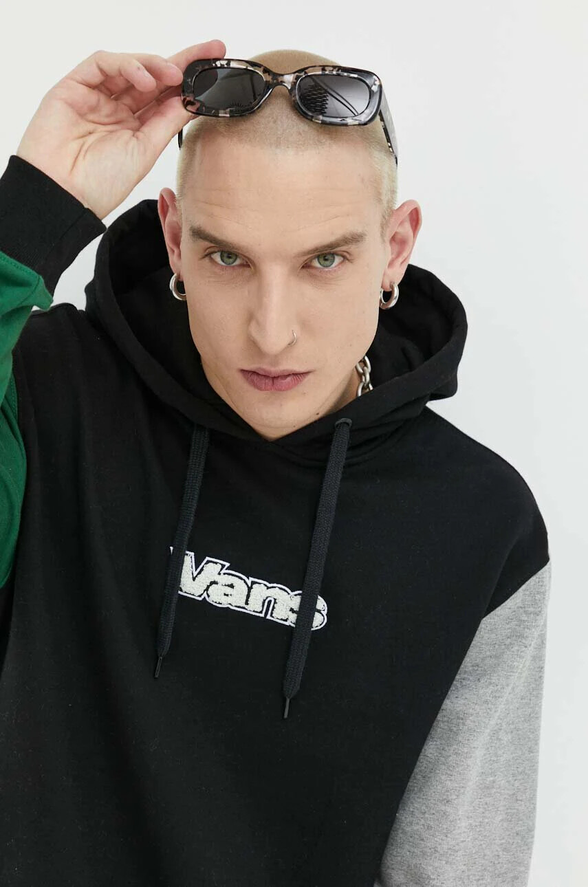 Vans Памучен суичър в черно с изчистен дизайн - Pepit.bg