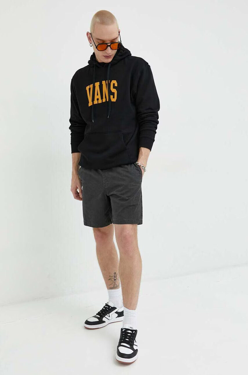 Vans Памучен суичър в черно с качулка с принт - Pepit.bg