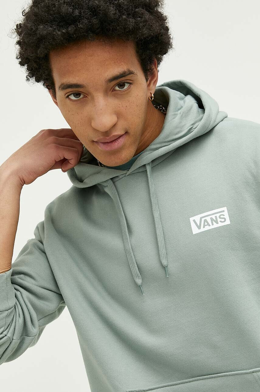 Vans Памучен суичър в зелено с качулка с принт - Pepit.bg