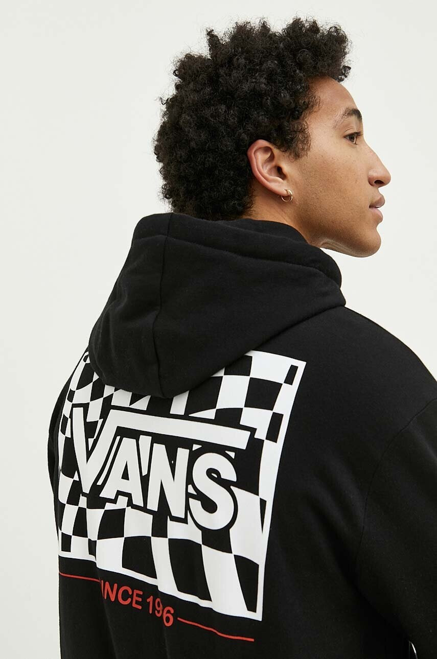 Vans Памучен суичър в черно с качулка с принт - Pepit.bg