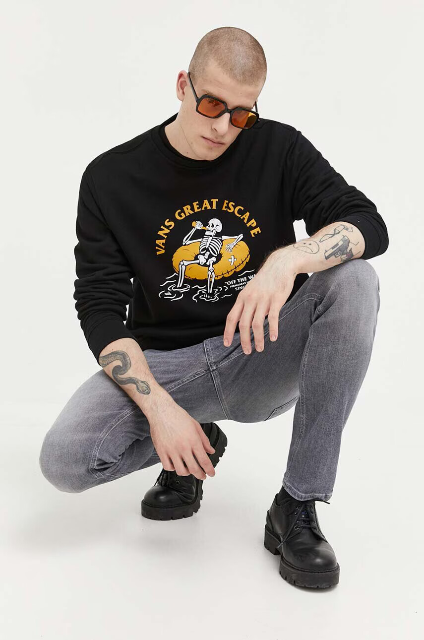 Vans Памучен суичър в черно с принт - Pepit.bg