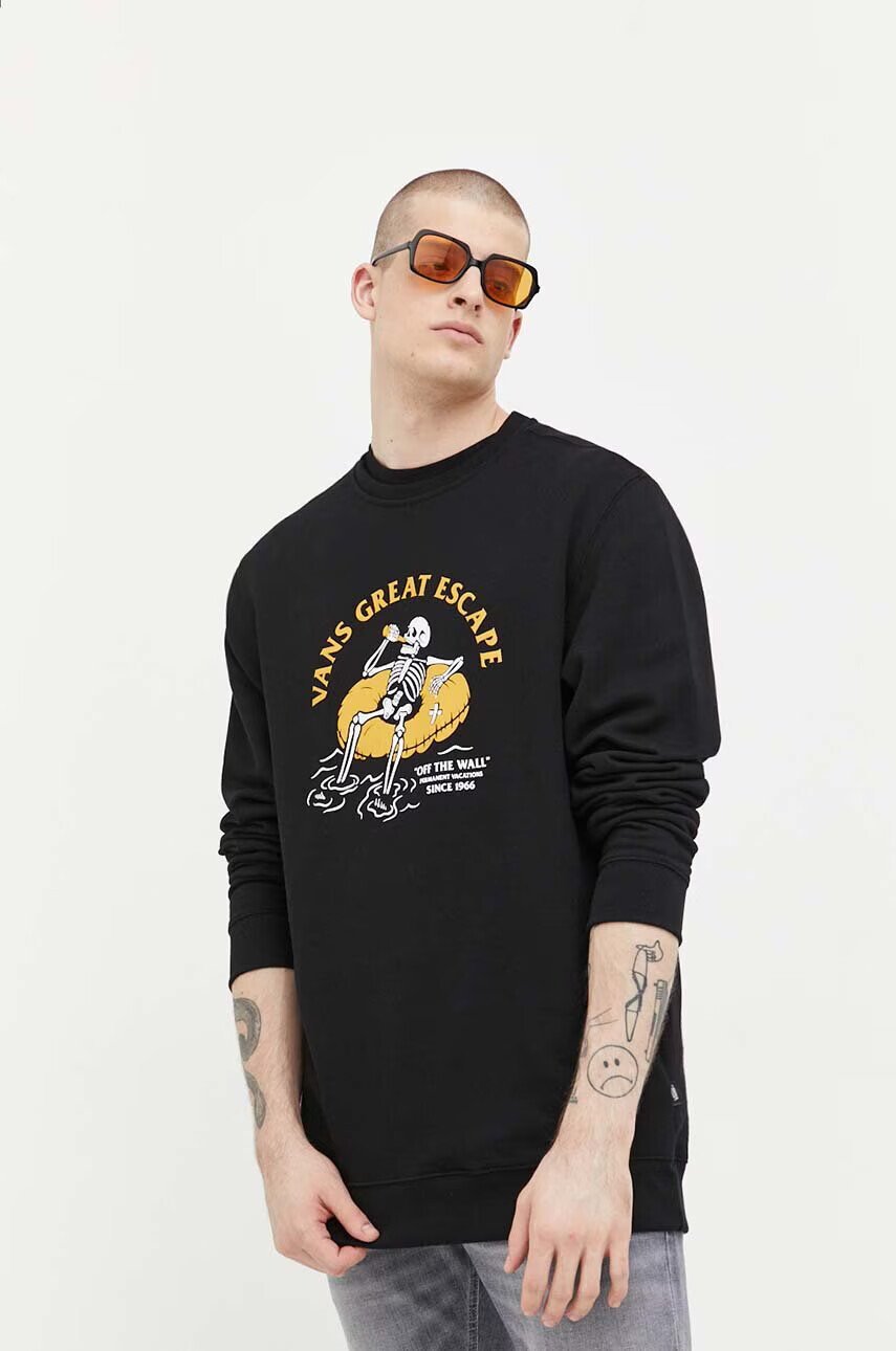 Vans Памучен суичър в черно с принт - Pepit.bg