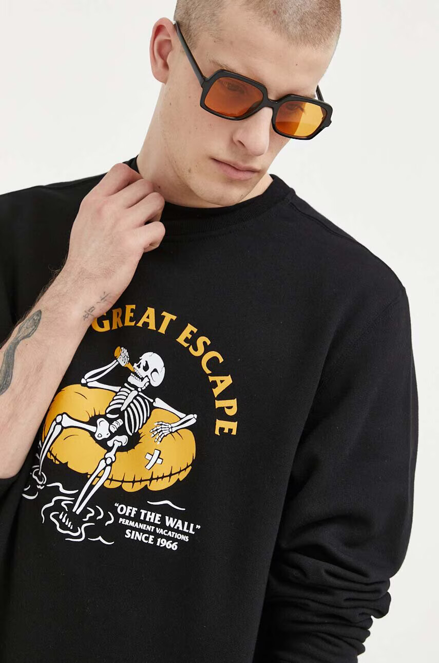 Vans Памучен суичър в черно с принт - Pepit.bg