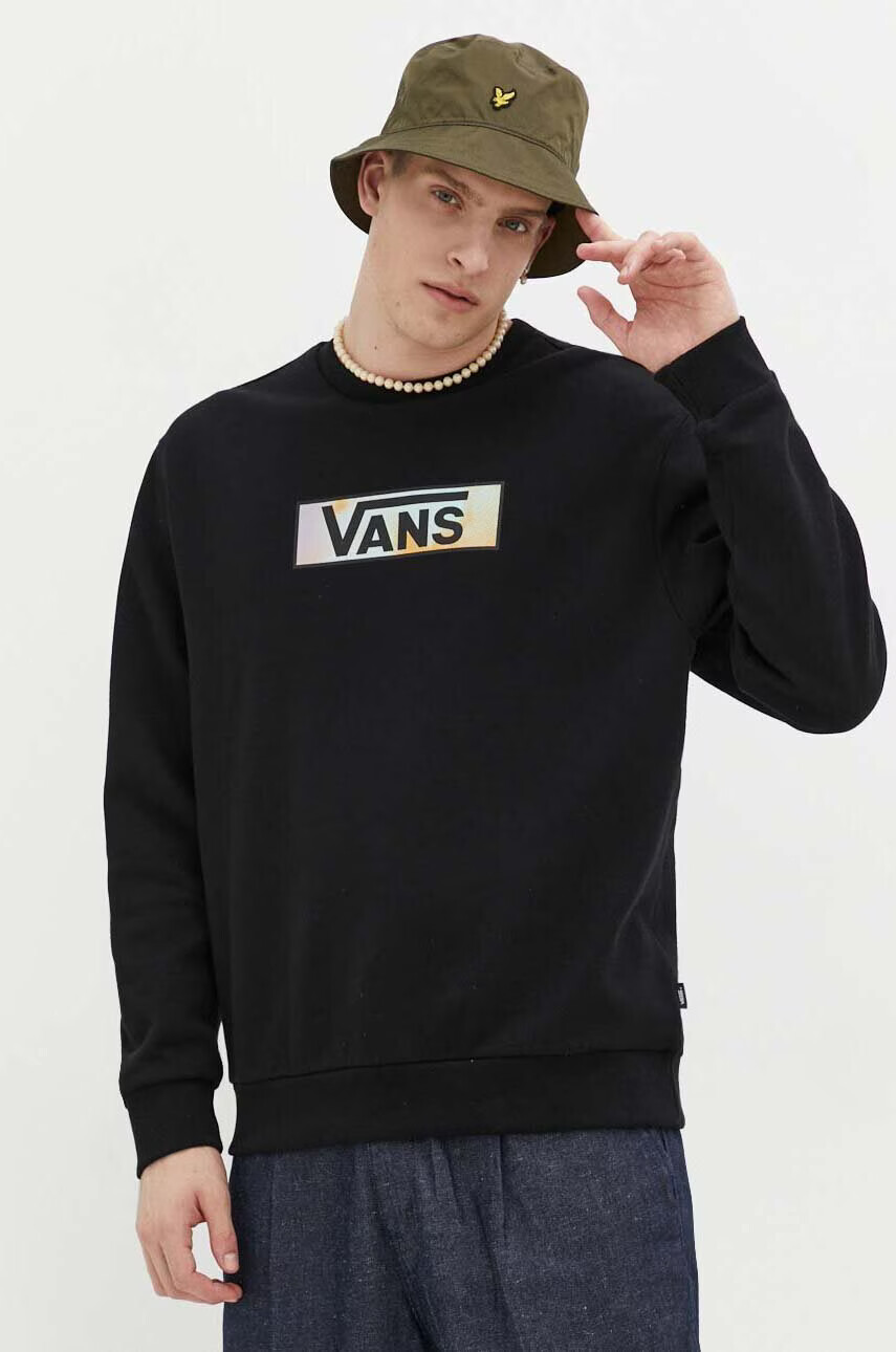 Vans Памучен суичър в черно с принт - Pepit.bg