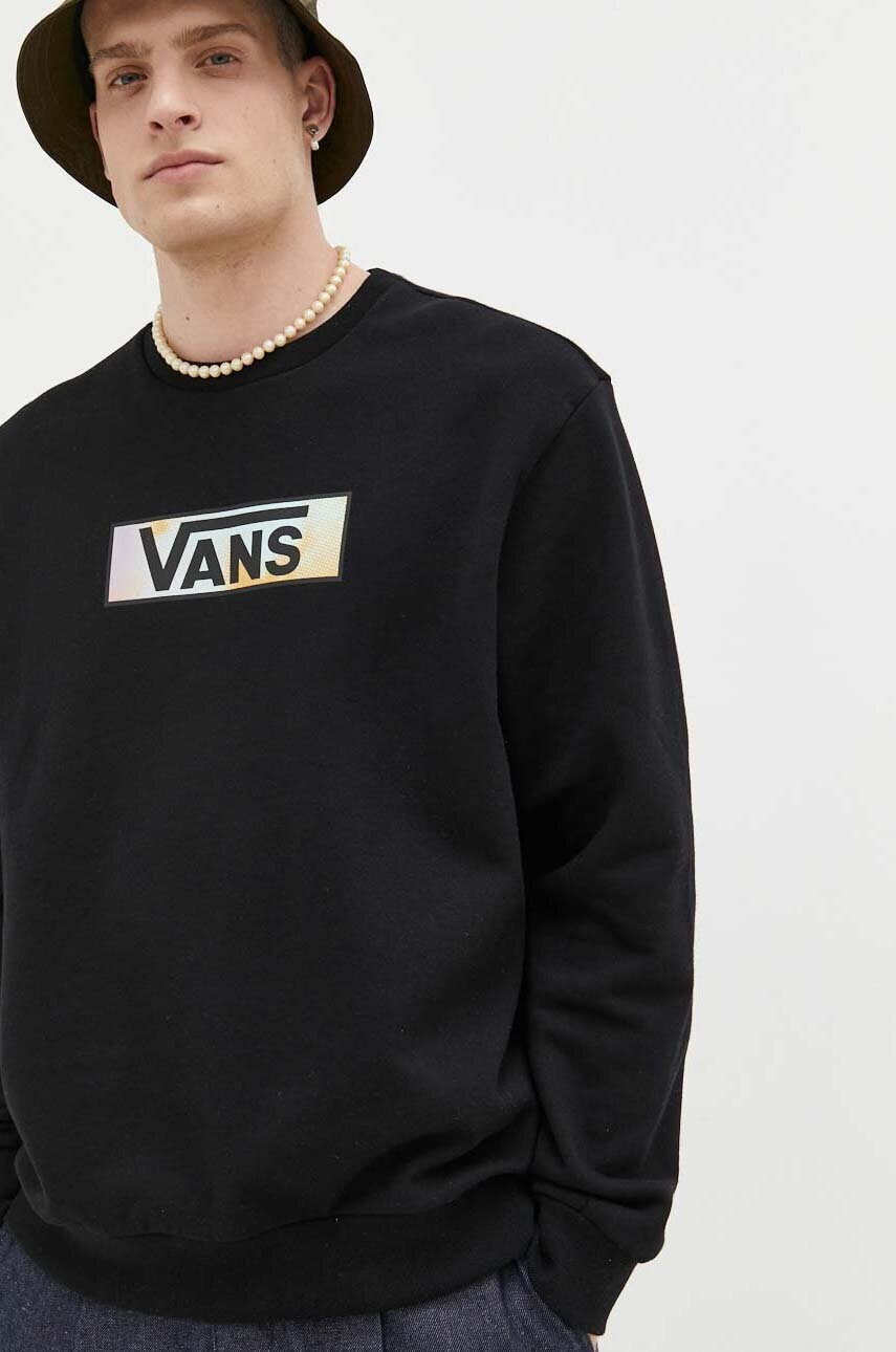 Vans Памучен суичър в черно с принт - Pepit.bg