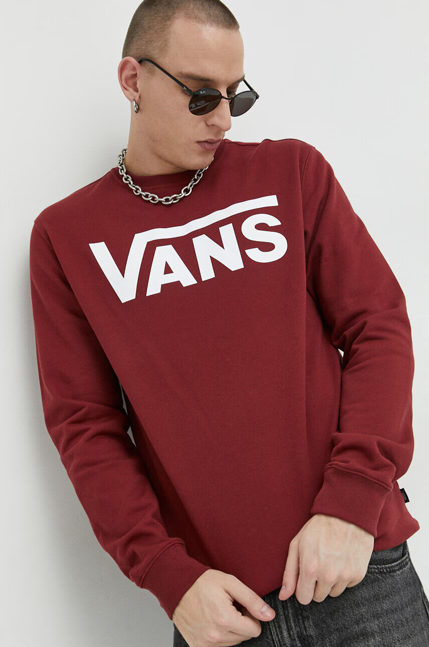 Vans Памучен суичър в бордо с принт - Pepit.bg
