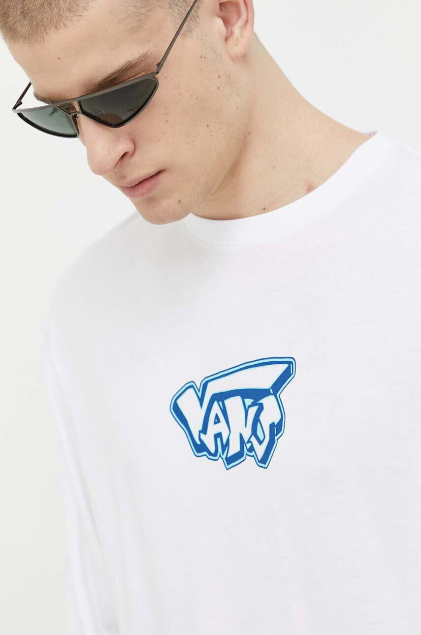 Vans Памучна блуза с дълги ръкави в бяло с принт - Pepit.bg