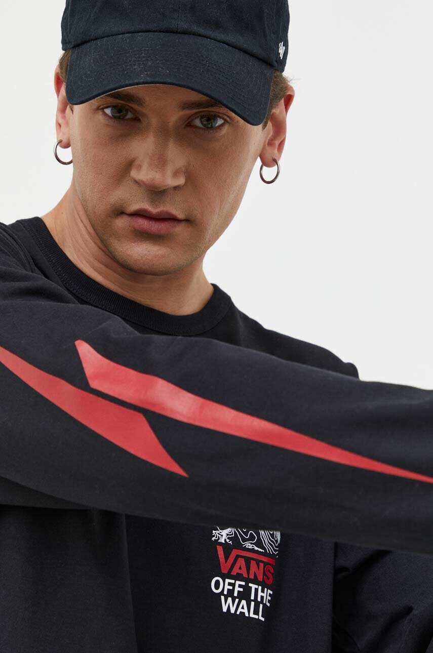 Vans Памучна блуза с дълги ръкави в черно с принт - Pepit.bg