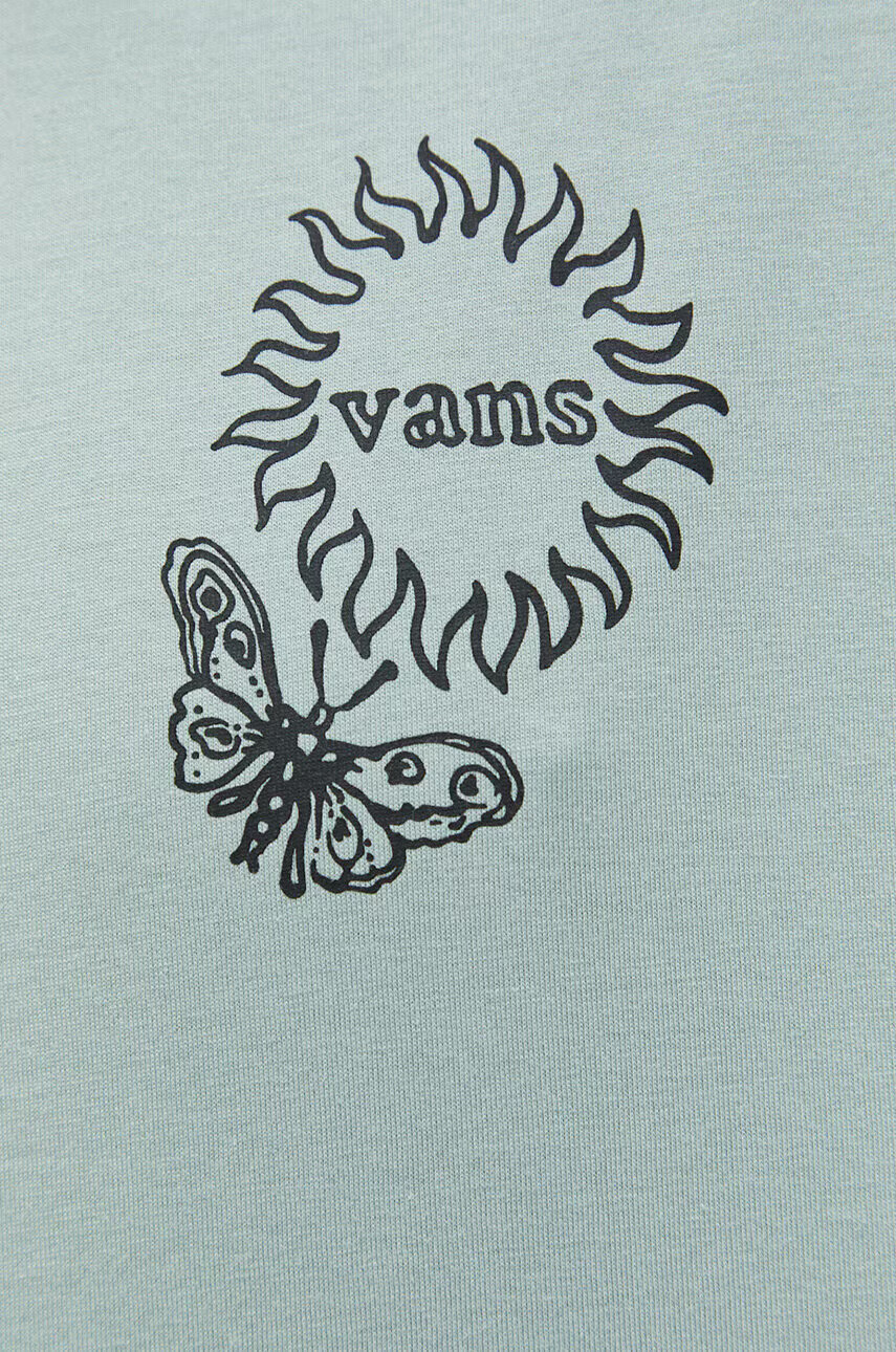 Vans Памучна блуза с дълги ръкави в зелено с принт - Pepit.bg