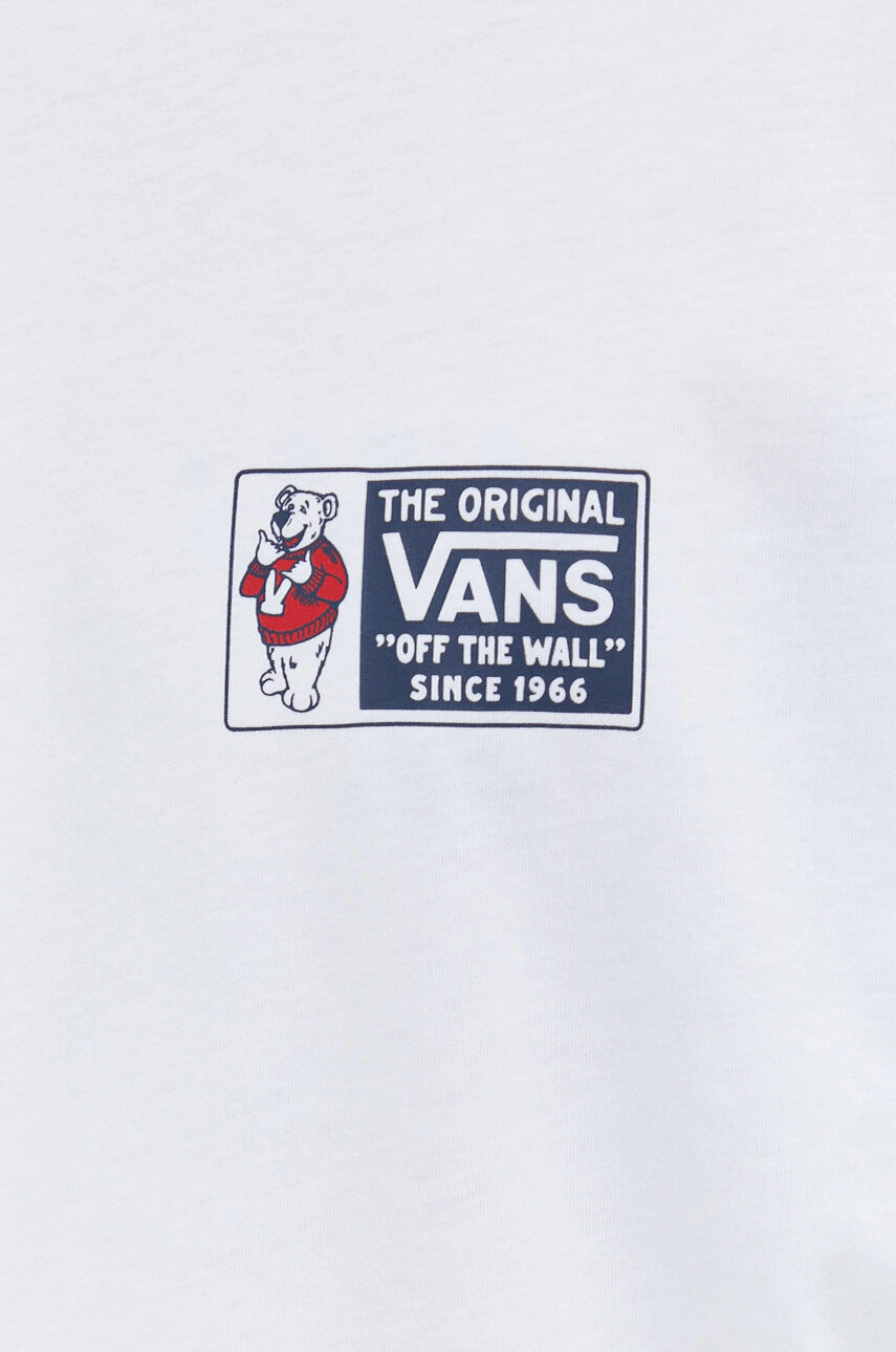 Vans Памучна блуза с дълги ръкави в бяло с принт - Pepit.bg