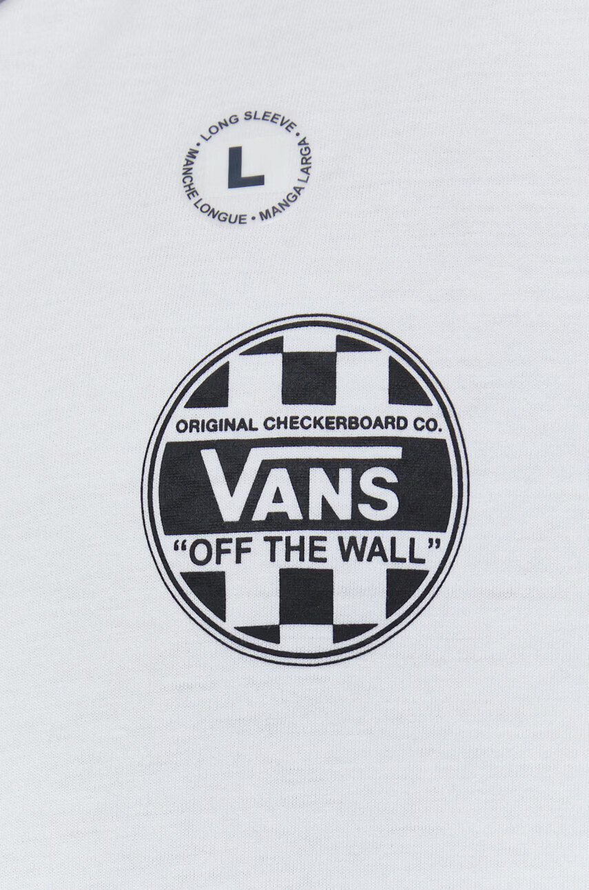 Vans Памучна блуза с дълги ръкави в бяло с принт - Pepit.bg