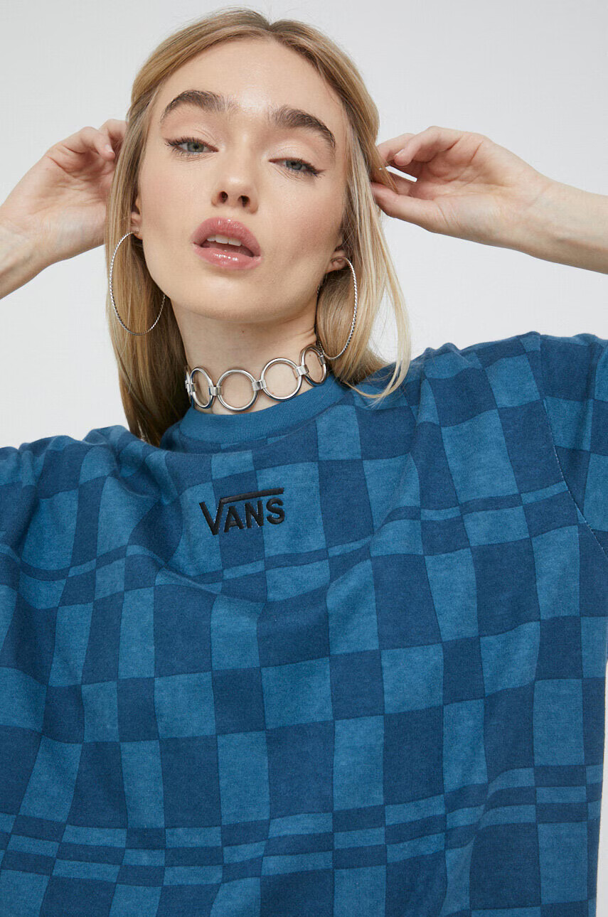 Vans Памучна рокля в синьо къс модел с уголемена кройка - Pepit.bg