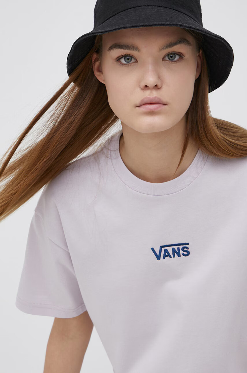 Vans Памучна рокля в лилаво къс модел с уголемена кройка - Pepit.bg