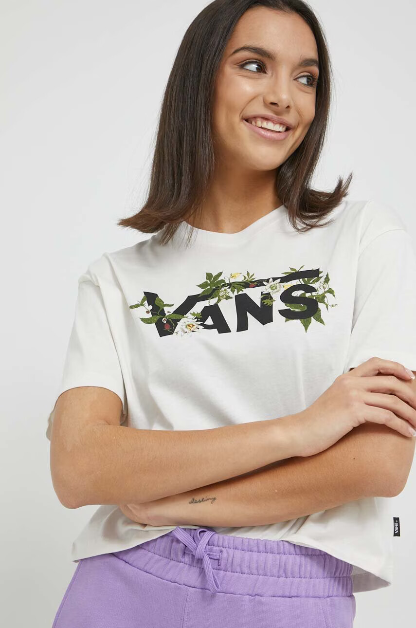 Vans Памучна тениска в бежово - Pepit.bg