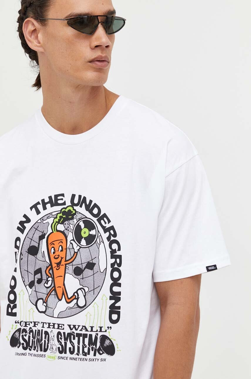 Vans Памучна тениска в бяло с принт - Pepit.bg