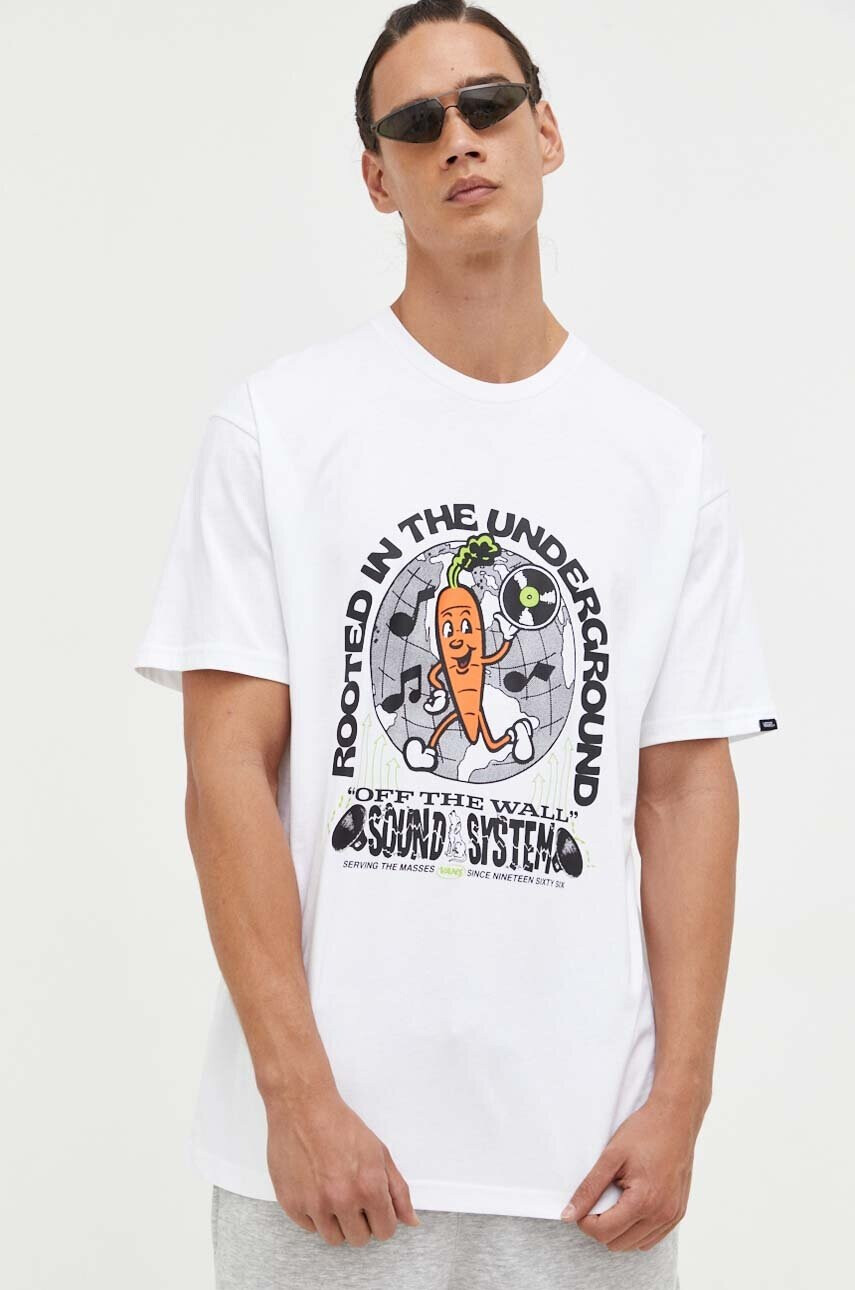 Vans Памучна тениска в бяло с принт - Pepit.bg
