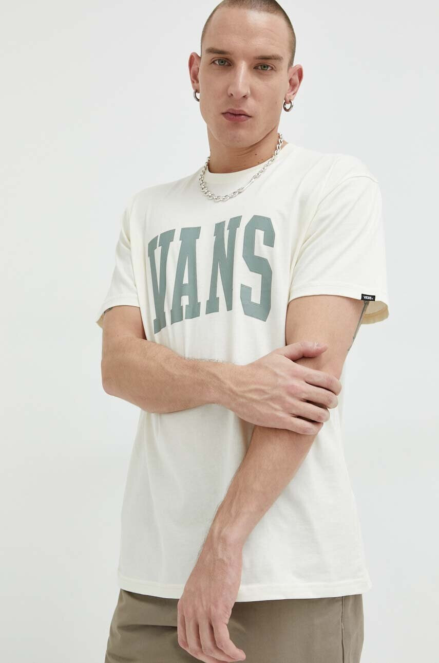 Vans Памучна тениска в бежово с принт - Pepit.bg