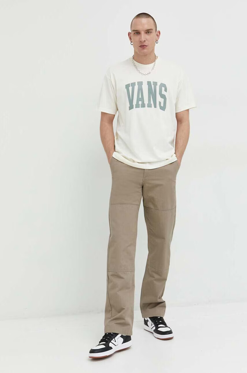 Vans Памучна тениска в бежово с принт - Pepit.bg