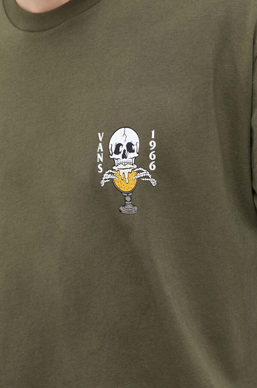 Vans Памучна тениска в зелено с принт - Pepit.bg