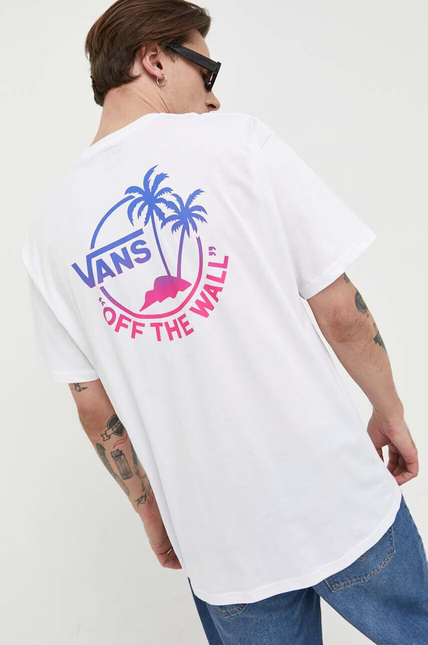 Vans Памучна тениска в бяло с принт - Pepit.bg