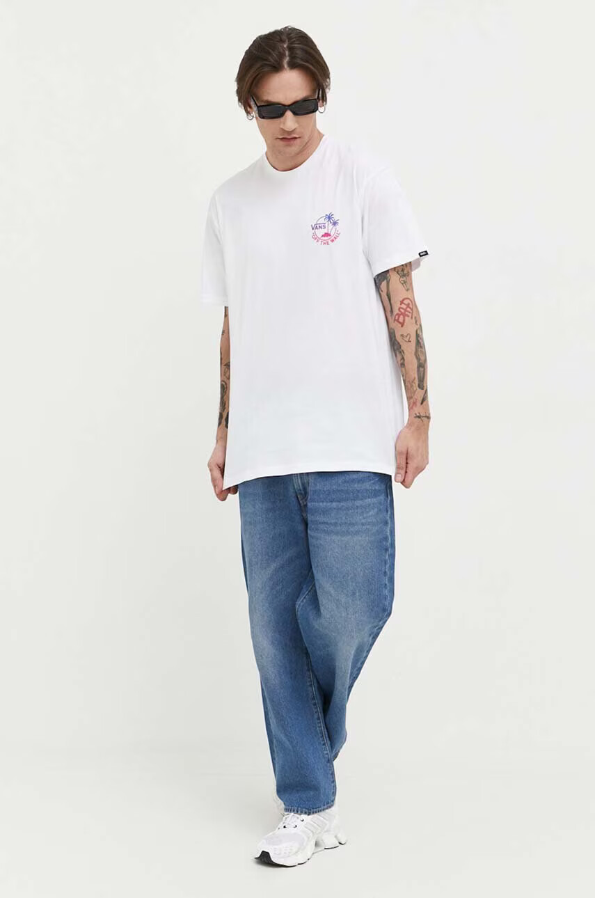 Vans Памучна тениска в бяло с принт - Pepit.bg