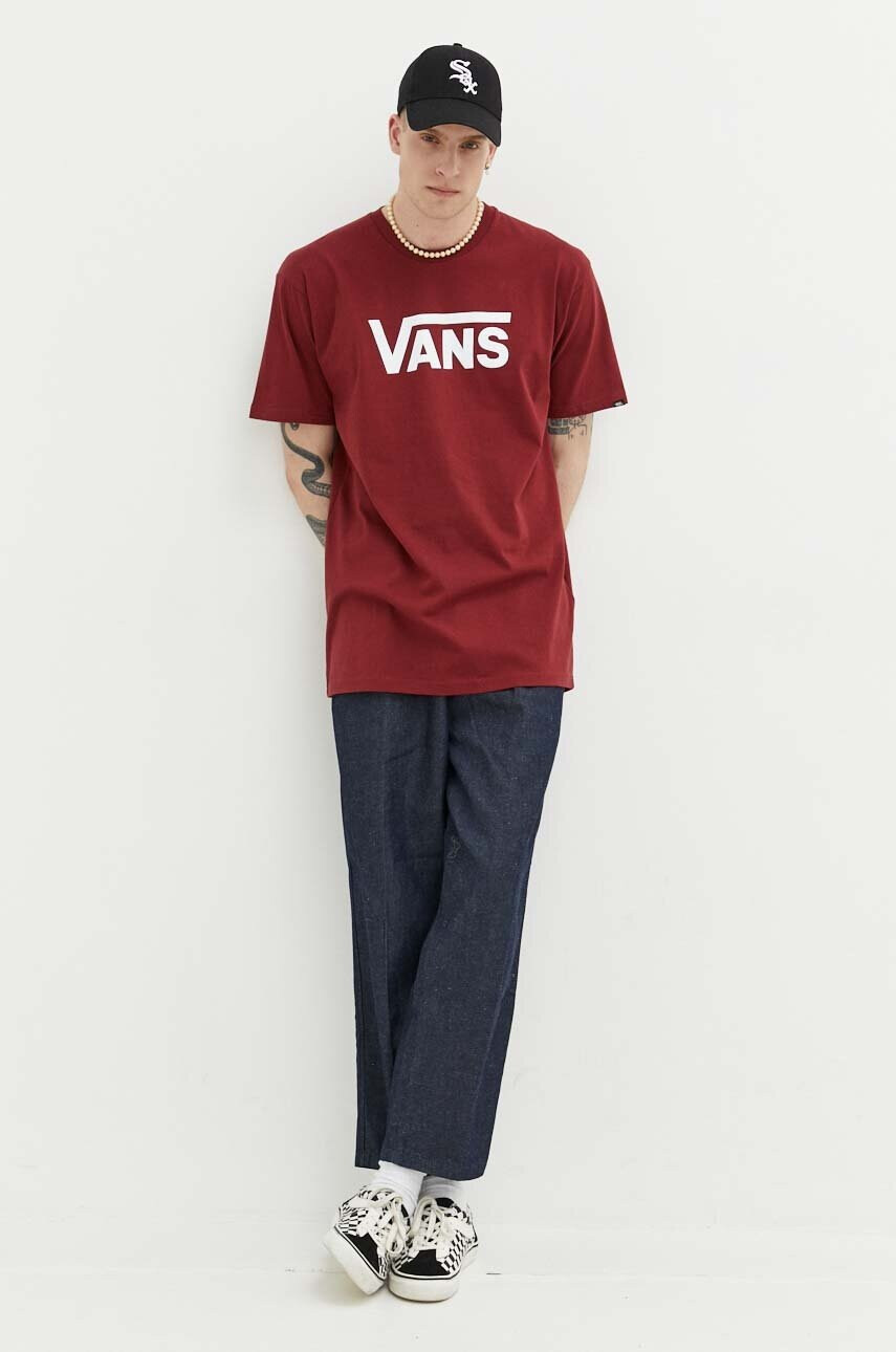 Vans Памучна тениска в бордо с принт - Pepit.bg