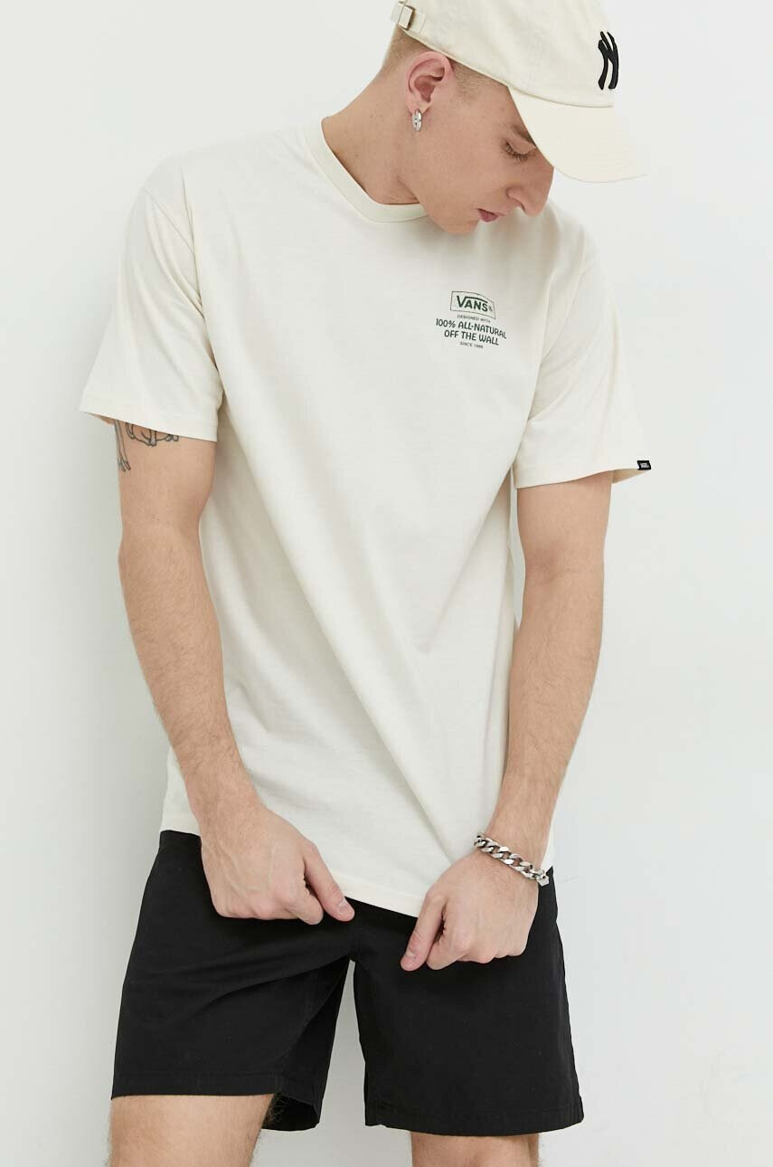 Vans Памучна тениска в бежово с принт - Pepit.bg