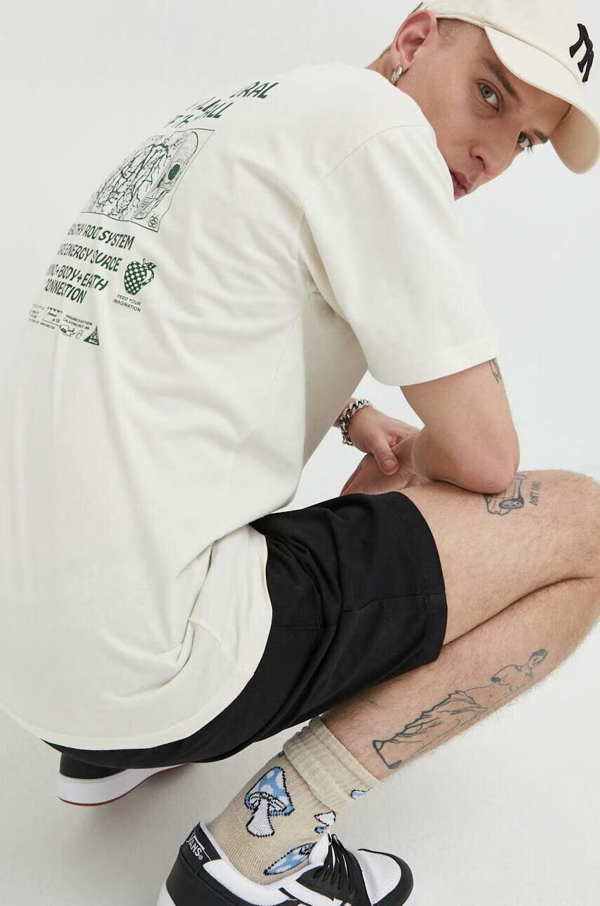 Vans Памучна тениска в бежово с принт - Pepit.bg