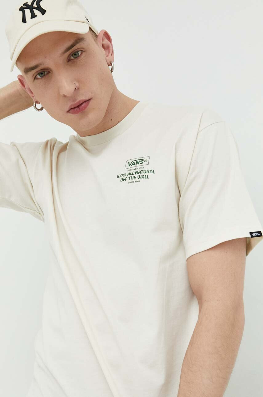 Vans Памучна тениска в бежово с принт - Pepit.bg