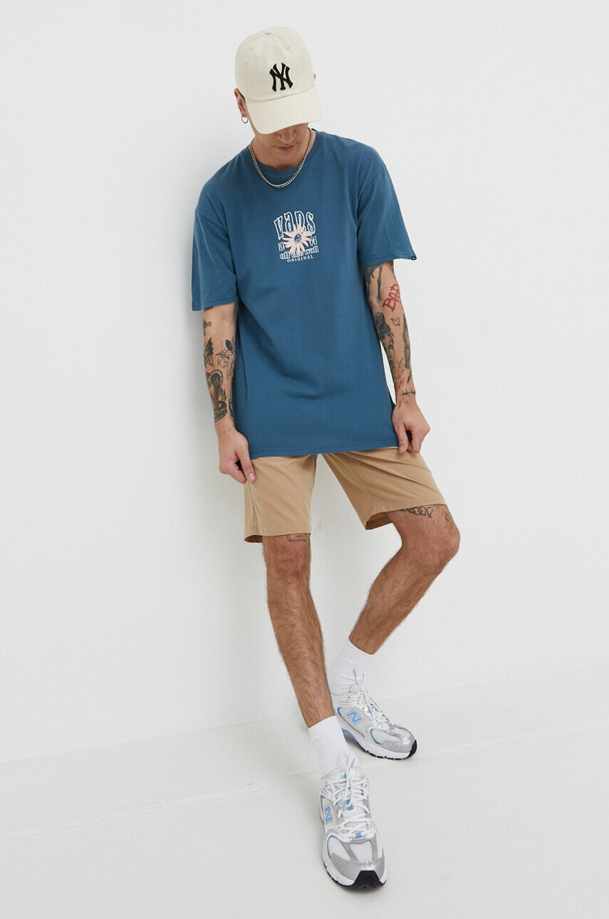 Vans Памучна тениска в синьо с принт - Pepit.bg