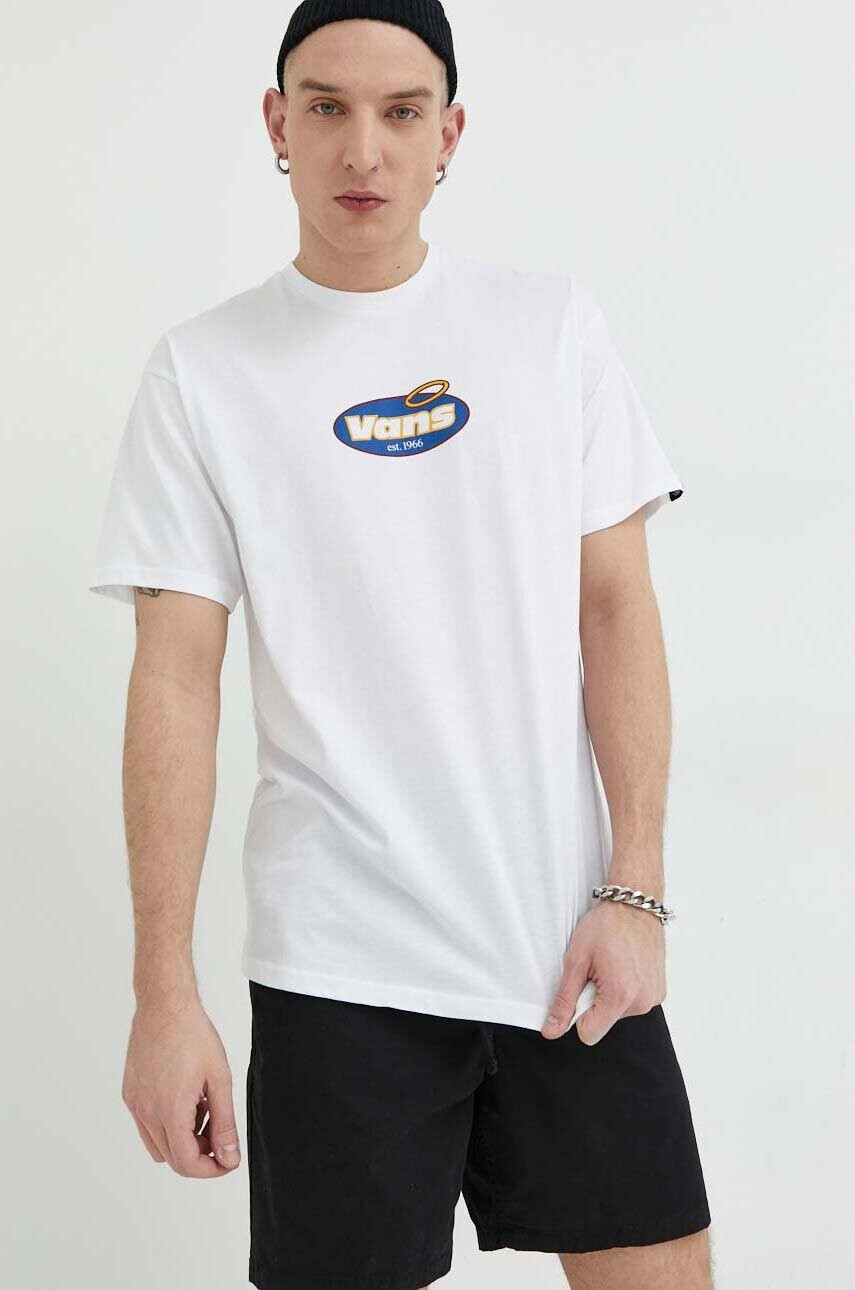 Vans Памучна тениска в бяло с принт - Pepit.bg