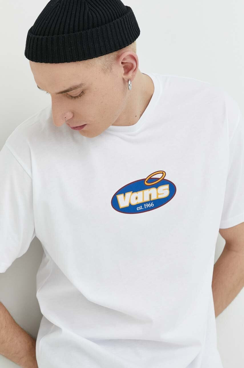 Vans Памучна тениска в бяло с принт - Pepit.bg
