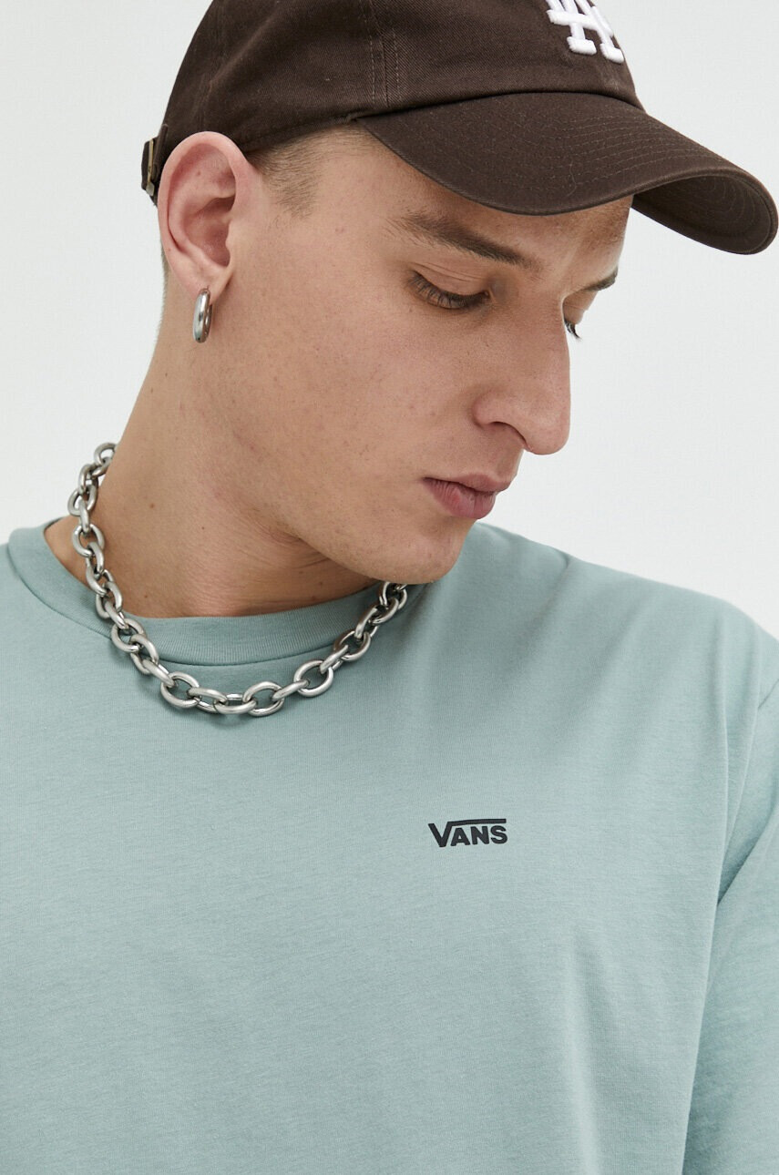 Vans Памучна тениска в зелено с изчистен дизайн - Pepit.bg