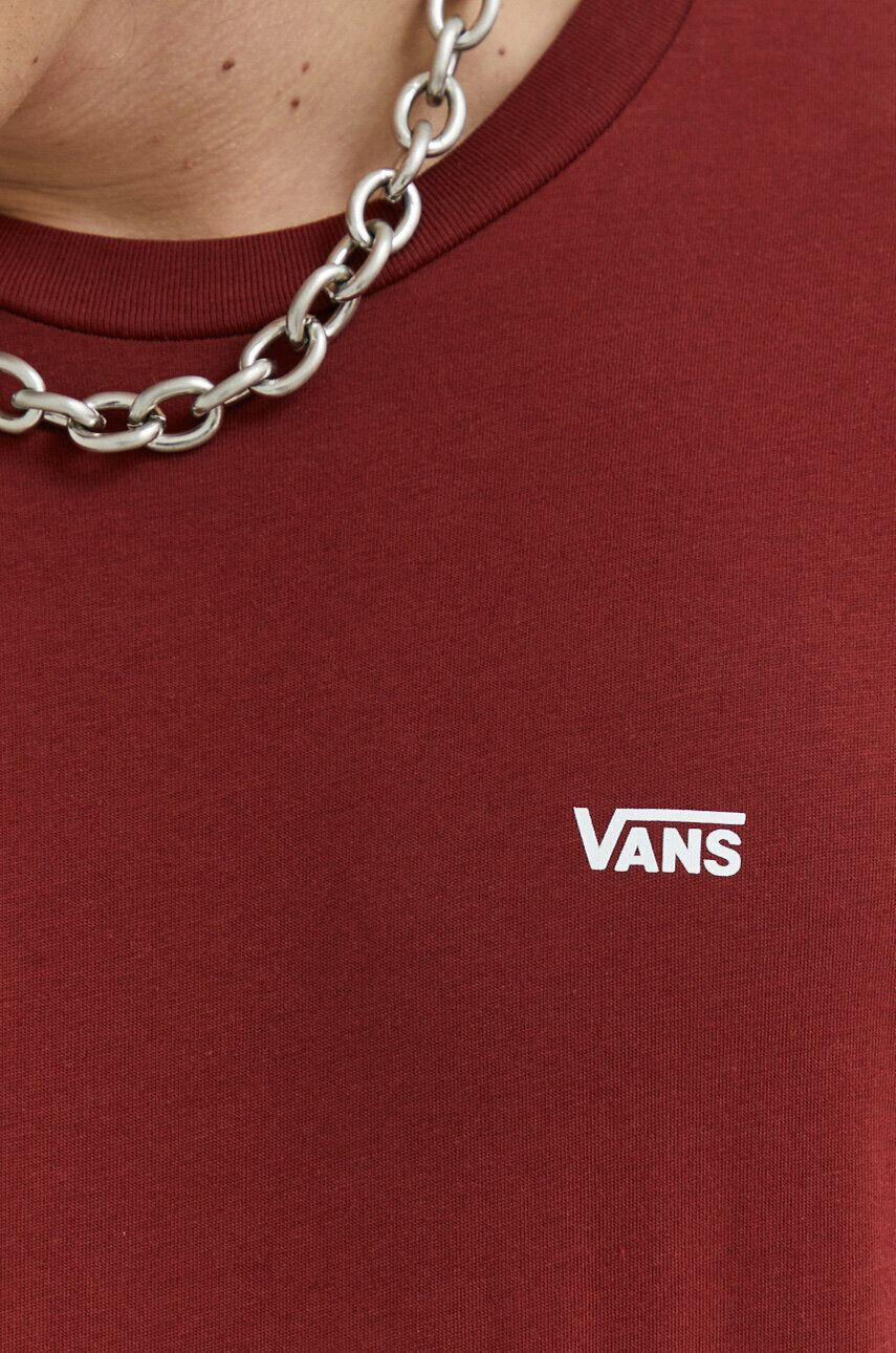 Vans Памучна тениска в бордо с изчистен дизайн - Pepit.bg