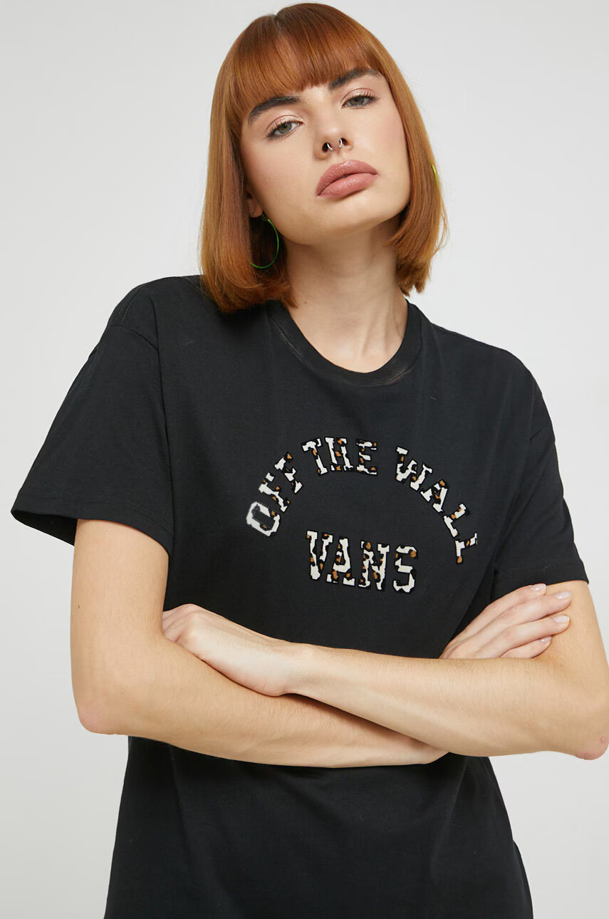 Vans Памучна тениска в черно - Pepit.bg